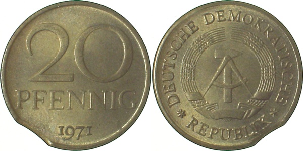 20 Pfennig DDR 1971 Zainende bfr J1511a bfr 20 Pfennig