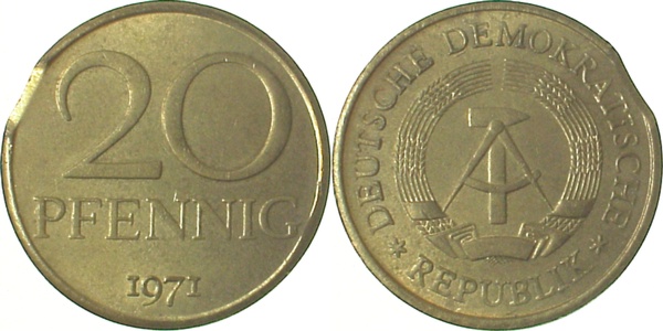 20 Pfennig DDR 1971 vz/st kl Zainen J1511a 20 Pfennig