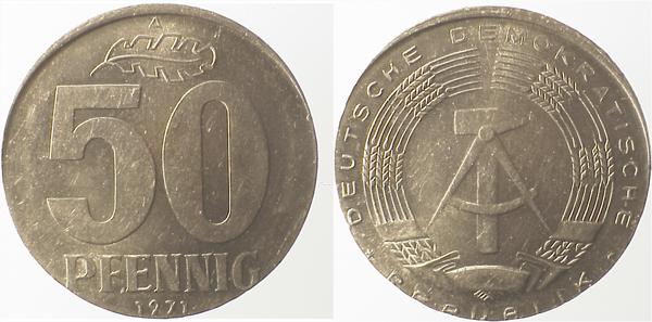 50 Pfennig DDR 71A auf 10 Pfennig Rohling J1512 50 Pfennig