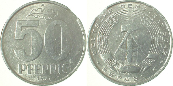 50 Pfennig DDR 1971 A Zainende vz J1512 vz 50 Pfennig