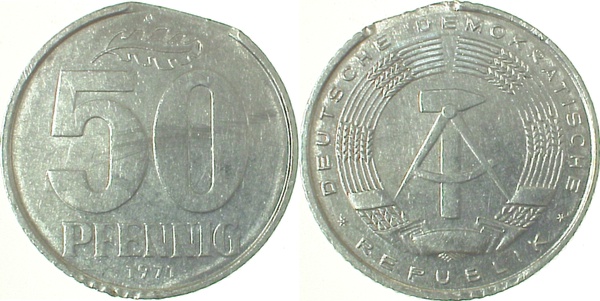 50 Pfennig DDR 71A deutlich Zainend vz J1512 50 Pfennig