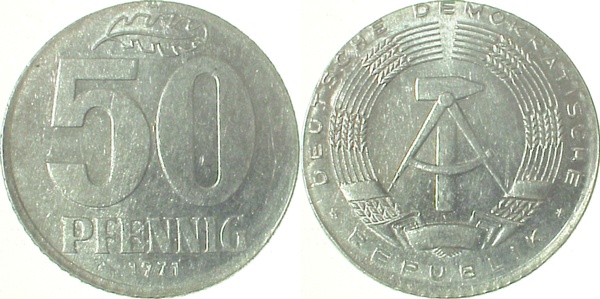 50 Pfennig 1971 A auf 10 Pfennig Ronde! J1512 50 Pfennig
