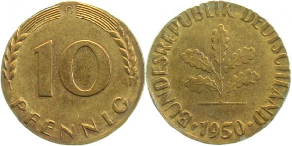 10 Pfennig 50G auf 5 Pfennig Rohling geprägt J383 10 Pfennig