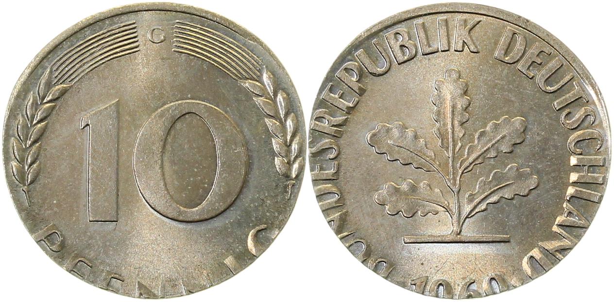 10 Pfennig 1969 G auf artfremdem Rohling 2,5g