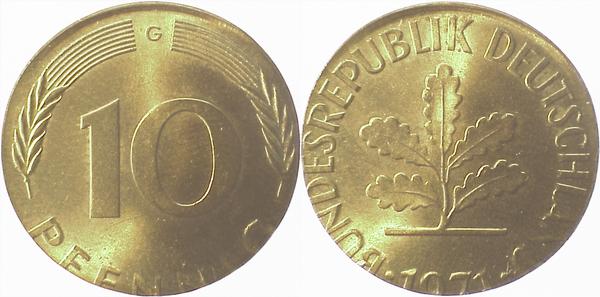 10 Pfennig 71G a 5 Pfennig Rohling geprägt stgl J383 stgl 10 Pfennig
