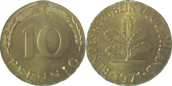 10 Pfennig 1971 J a.5 Pfennig Rohling 3,0g.