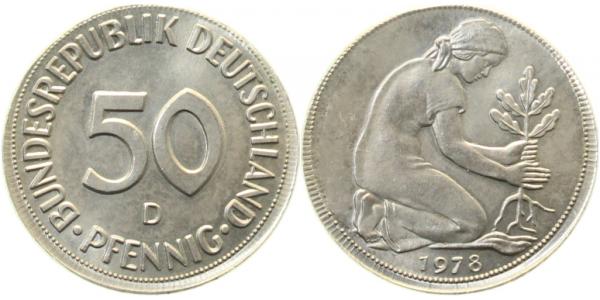 50 Pfennig 1978 D 2,95g artfr Rohling unm J384 50 Pfennig