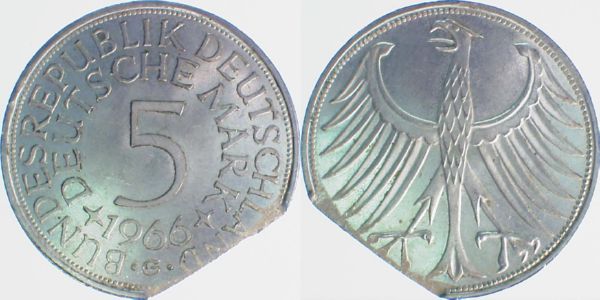 5 DM Silberadler 1966 G kleines Zainende 387
