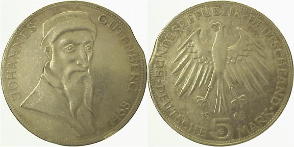 5 DM Gutenberg l Zaindende ss/v J397 5 DM