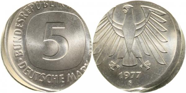 5 DM 1977 F Schrötlingsverwechslung 6,8g