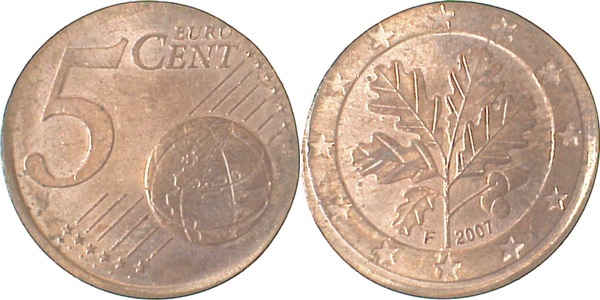 5 Cent auf 2 Cent Rohling gepägt Rille!