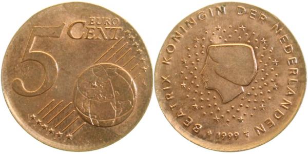 5 Cent 1999 Niederlande auf 2 C geprägt