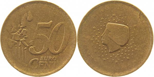 50 Cent 1999 NL auf 20 Cent Rohling geprägt