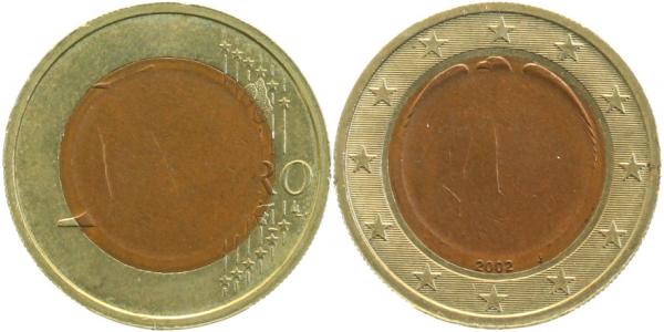 1 Euro 2002 J mit 1 Cent Pillle! Archiv Franquinet J488 1 Euro