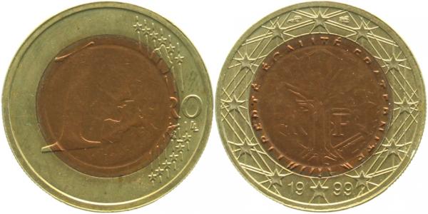 1 Euro 1999 mit 1 Cent Pille Archiv Franquinet
