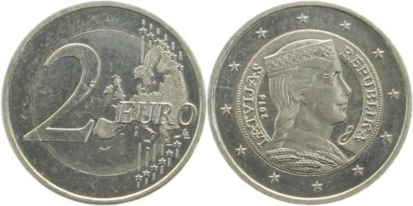 2 Euro 2014 Lettland Latvijas Monometall