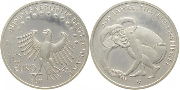 10 EUR Eulenspiegel auf SILBER statt Cu/Ni