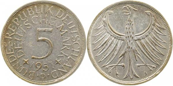 5 DM 1951 D Fälschung f d Zv zu J387 5 DM