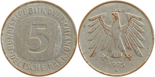 5 DM 1975 G Fälschung J415 5 DM