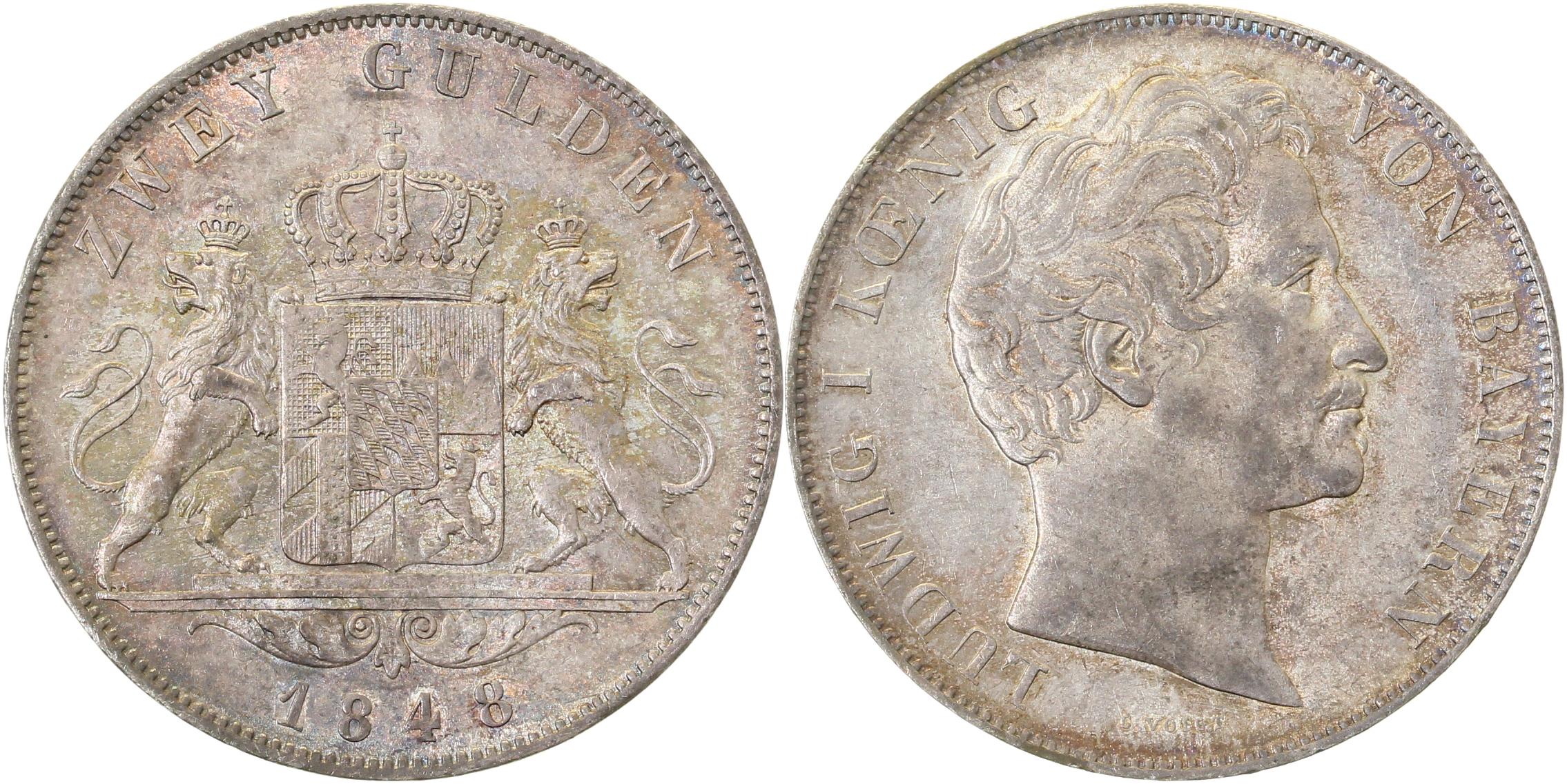 Doppelgulden 1848 Bayern Thun 89 Dav. 594, AKS 77