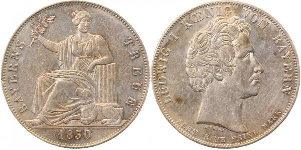 Geschichtstaler 1830 Bayerns Treue Ludwig fast stempelglanz