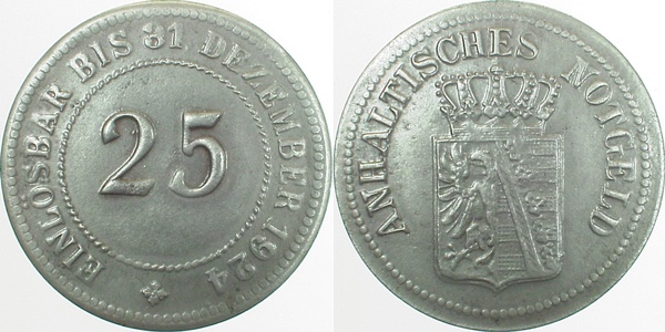 25 Pfennig Anhalt ss/vz l Korrosion Jn01