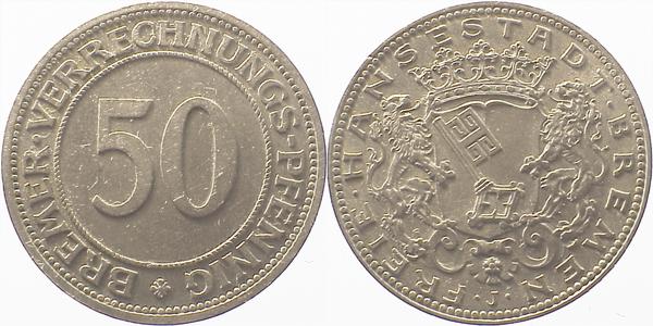 50 Bremer Verrechnungspfennig JN 44 ss/vz