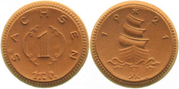 1 Mark 1921 Sachsen Notmünze Handform! J55