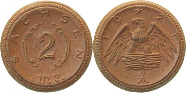 2 Mark 1921 Sachsen Notgeld Notmünze
