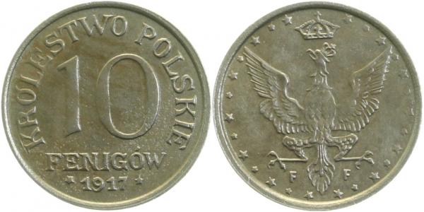 10 Fenigow 1917 F vz Krolestwo Polskie