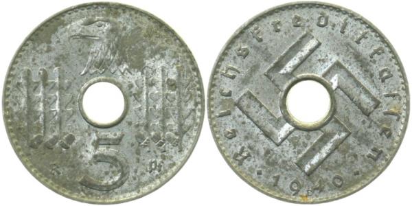 5 Pfennig Reichskreditkasse 1940 B prägefrisch J61840B-1-3G