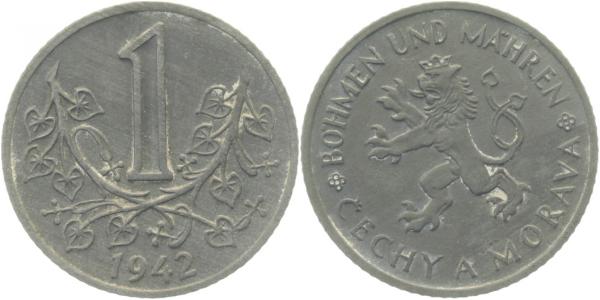 1 Krone 1942 JN 623 Böhmen und Mähren