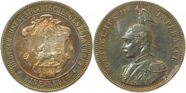 1 Rupie Deutsch Ostafrika 1890 prf/st Erstabschlag 2 Markin. Rf