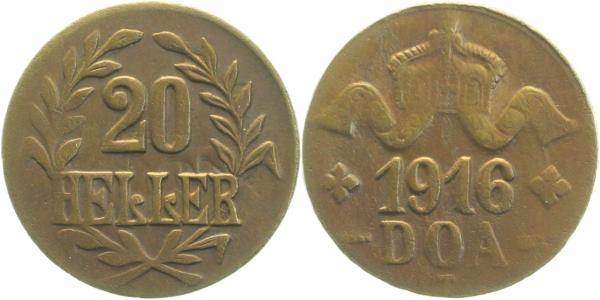 20 Heller 1916 T DOA JN724B 2 "L" vollständig