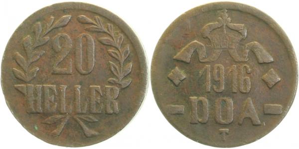 20 Heller 1916T ss+ Bronze Jn 727c ss+ 20Heller