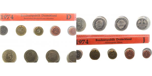 Jahressatz 1974 stgl komplett KMS Stgl 4 Stück D,F,G,J