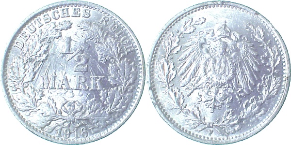 ½ Mark 1916 F Lichtenrader Prägung J016