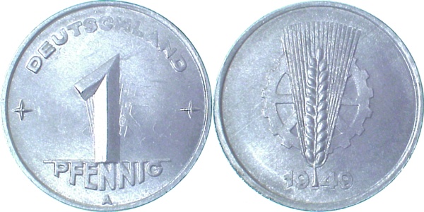 1 Pfennig DDR 1949 A Lichtenrader Prägung J1501