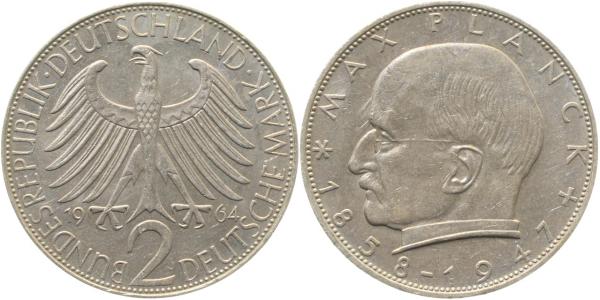 2 DM 1964 J Planck Lichtenrader Prägung .vz