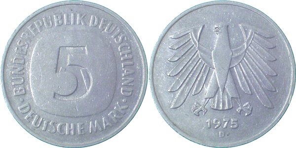 5 DM 1975 D Lichtenrader Prägung J415