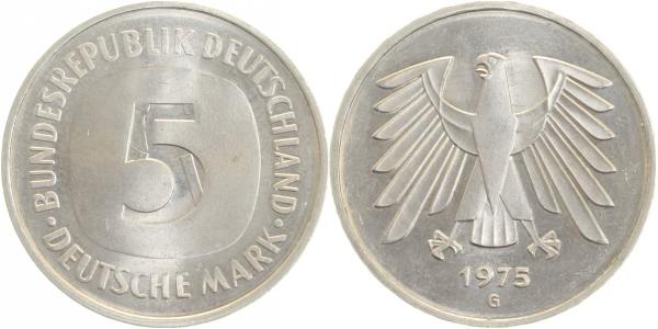 5 DM 1975 G Lichtenrader Prägung sehr stark!
