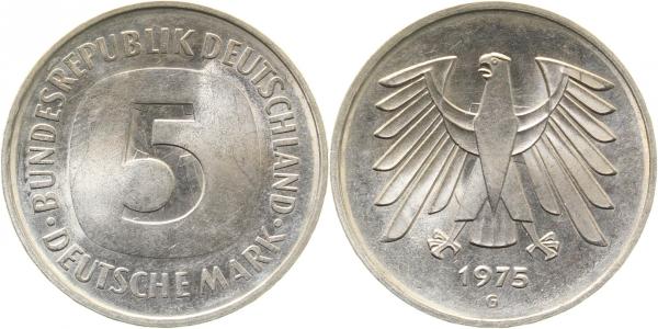 5 DM 1975 G sehr starke Lichtenrader Prägung