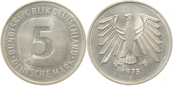 5 DM 1975 G sehr starke Lichtenrader Prägung