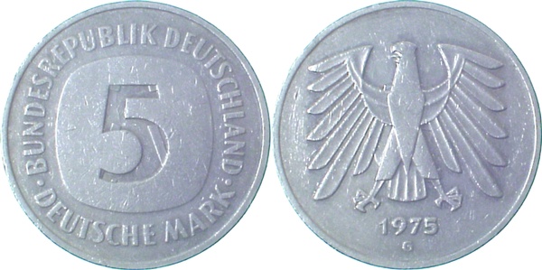 5 DM 1975 G starke Lichtenrader Prägung J415