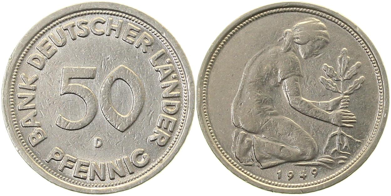 50 Pfennig 1949 D Unikat magnetisch Bank Deutscher Länder