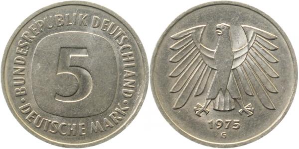 5 Mark 1975 G links oder rechts magnetisch J415 Unikat?