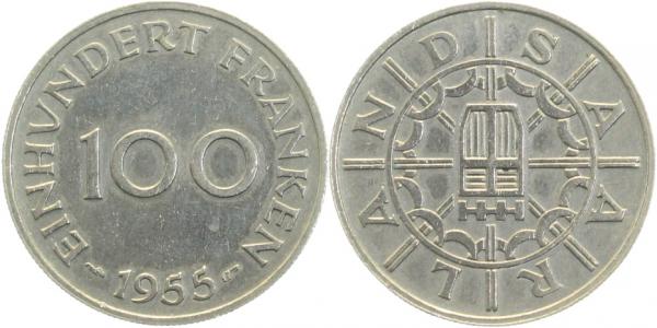 100 Franken Saarland ss/vz Jn804 ss / vz 100 Franken
