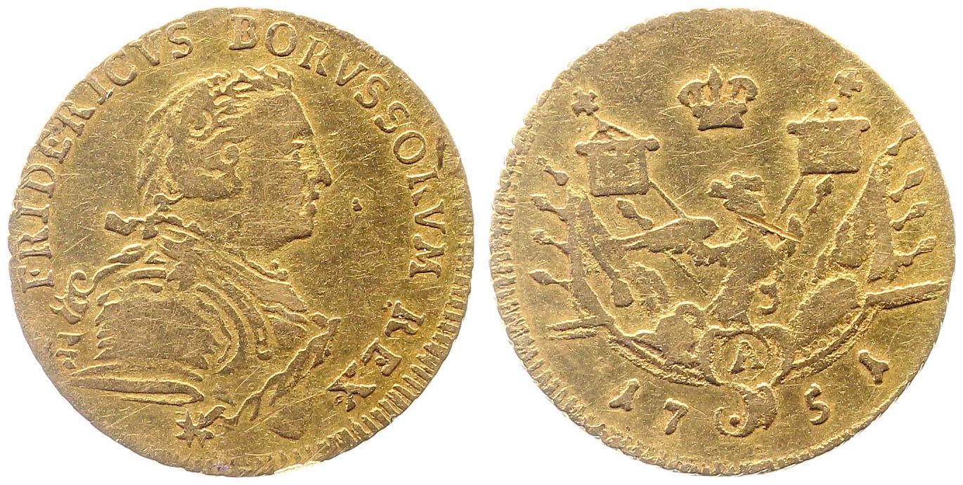 1/2 Friedrich d 0r - Preussen-1751 Gold s/ss