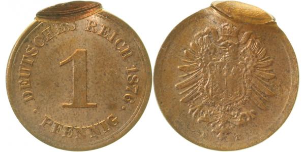 1 Pfennig 1876 E 2 x geprägt! J001