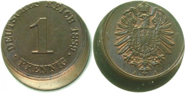 1 Pfennig 1889 A dezentriert geprägt J001